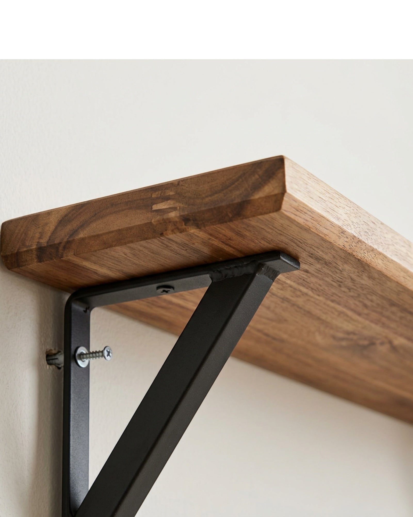 Ndwkv Acacia Triangle Bracket Wall Shelf Walnut 80 cm - Detail view