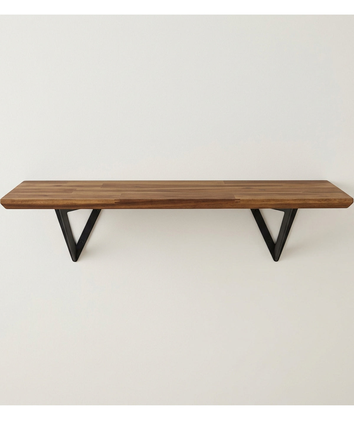 Ndwkv Acacia Triangle Bracket Wall Shelf Walnut 80 cm - Lifestyle view