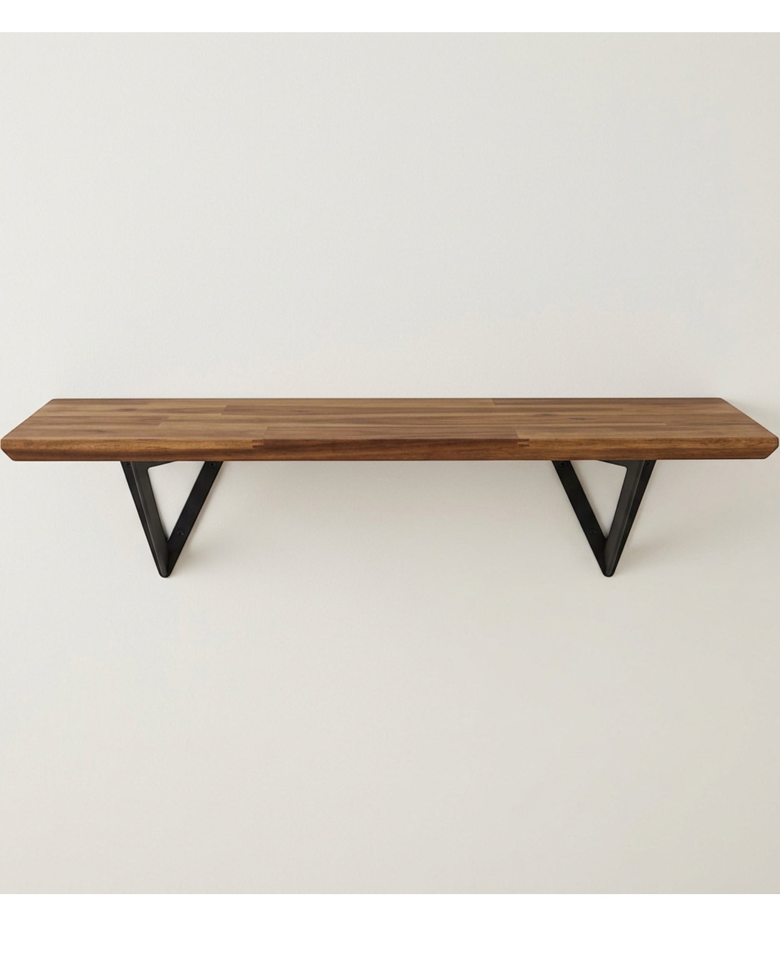 Ndwkv Acacia Triangle Bracket Wall Shelf Walnut 80 cm - Lifestyle view