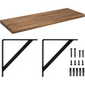 Ndwkv Acacia Triangle Bracket Wall Shelf Walnut 80 cm - Product view