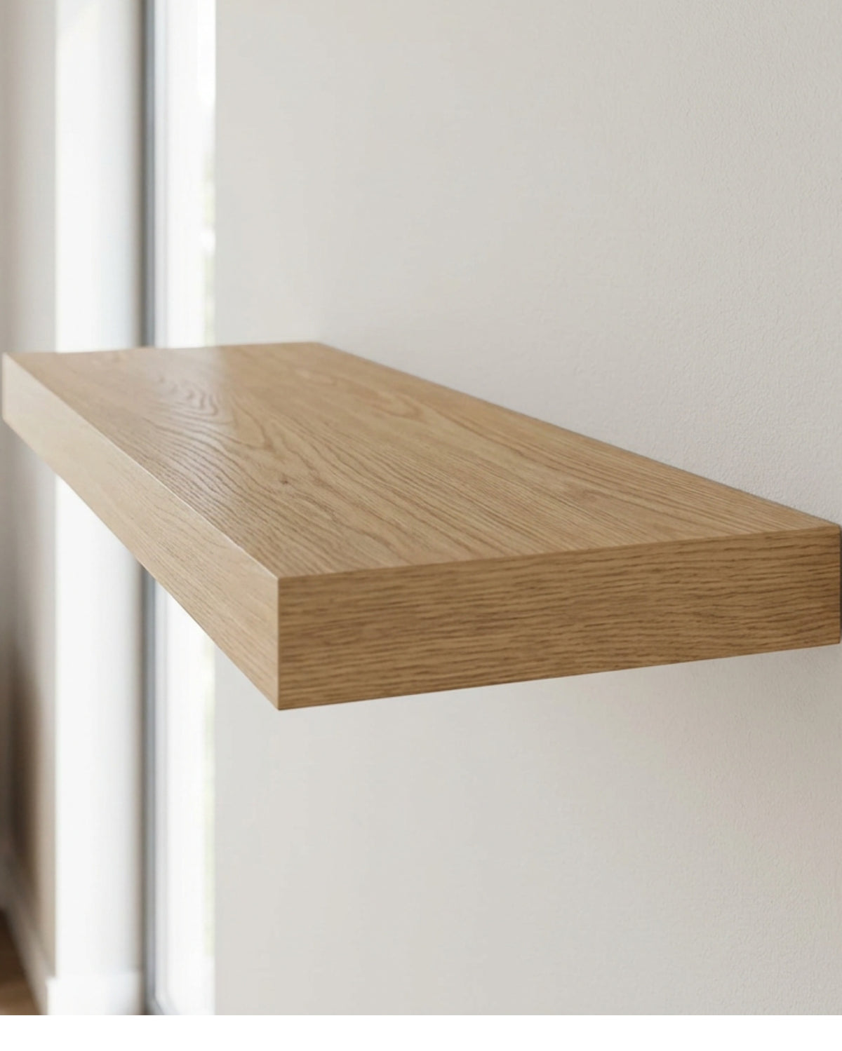 Ndwkv Oak Veneer Hidden Rod Floating Shelf Natural 60 cm - Lifestyle view