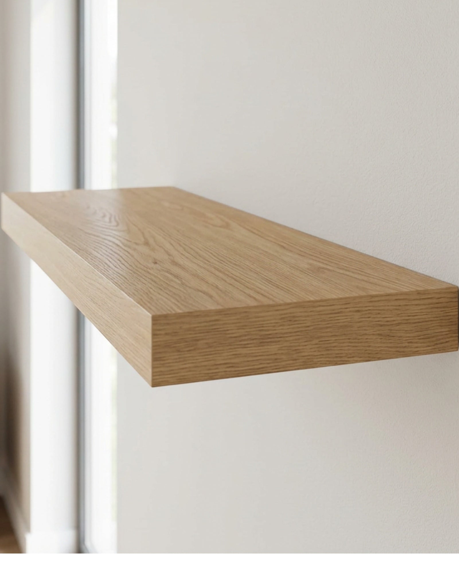 Ndwkv Oak Veneer Hidden Rod Floating Shelf Natural 60 cm - Lifestyle view
