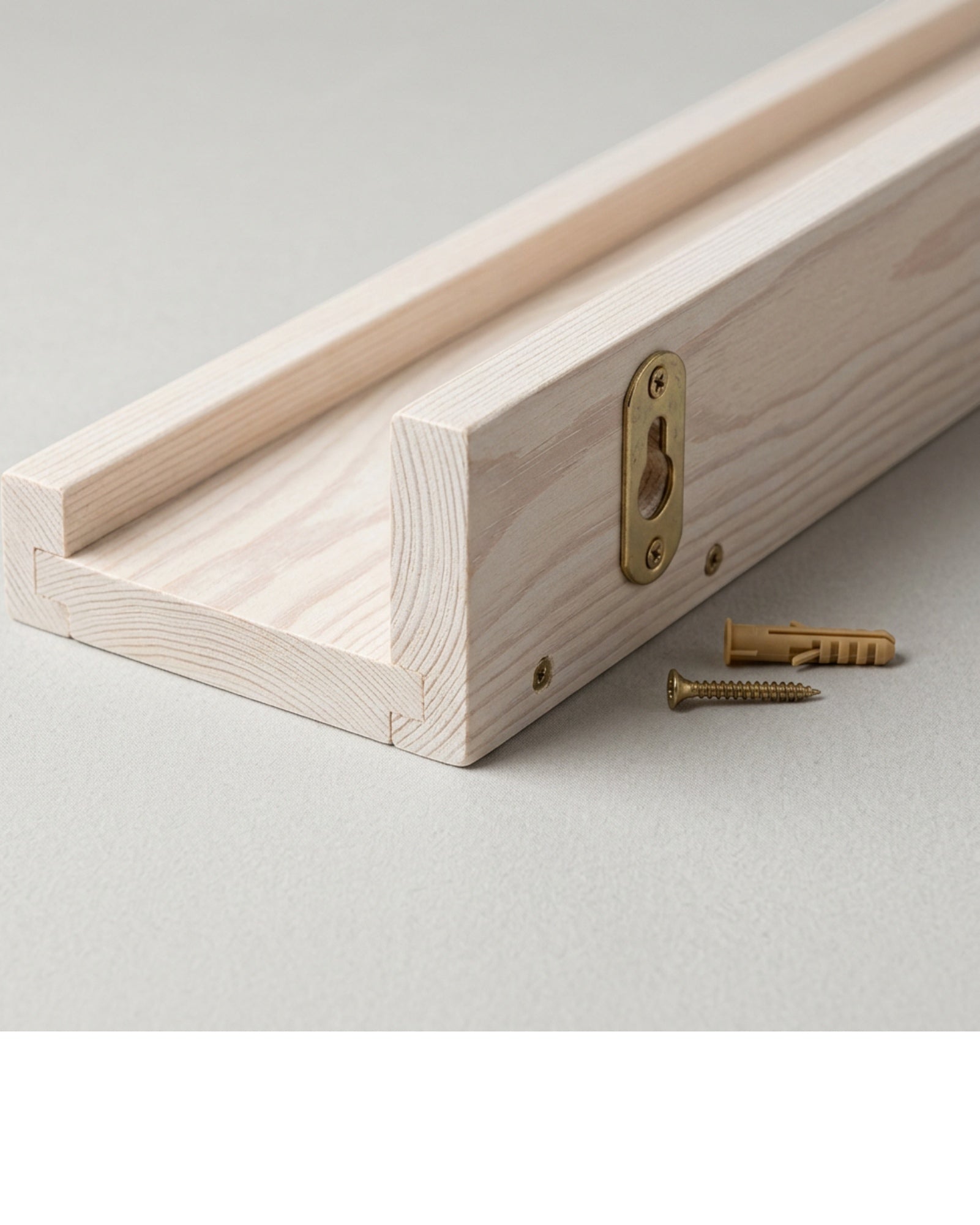 Ndwkv Pine Picture Ledge Wall Shelf Whitewash 50 cm - Detail view